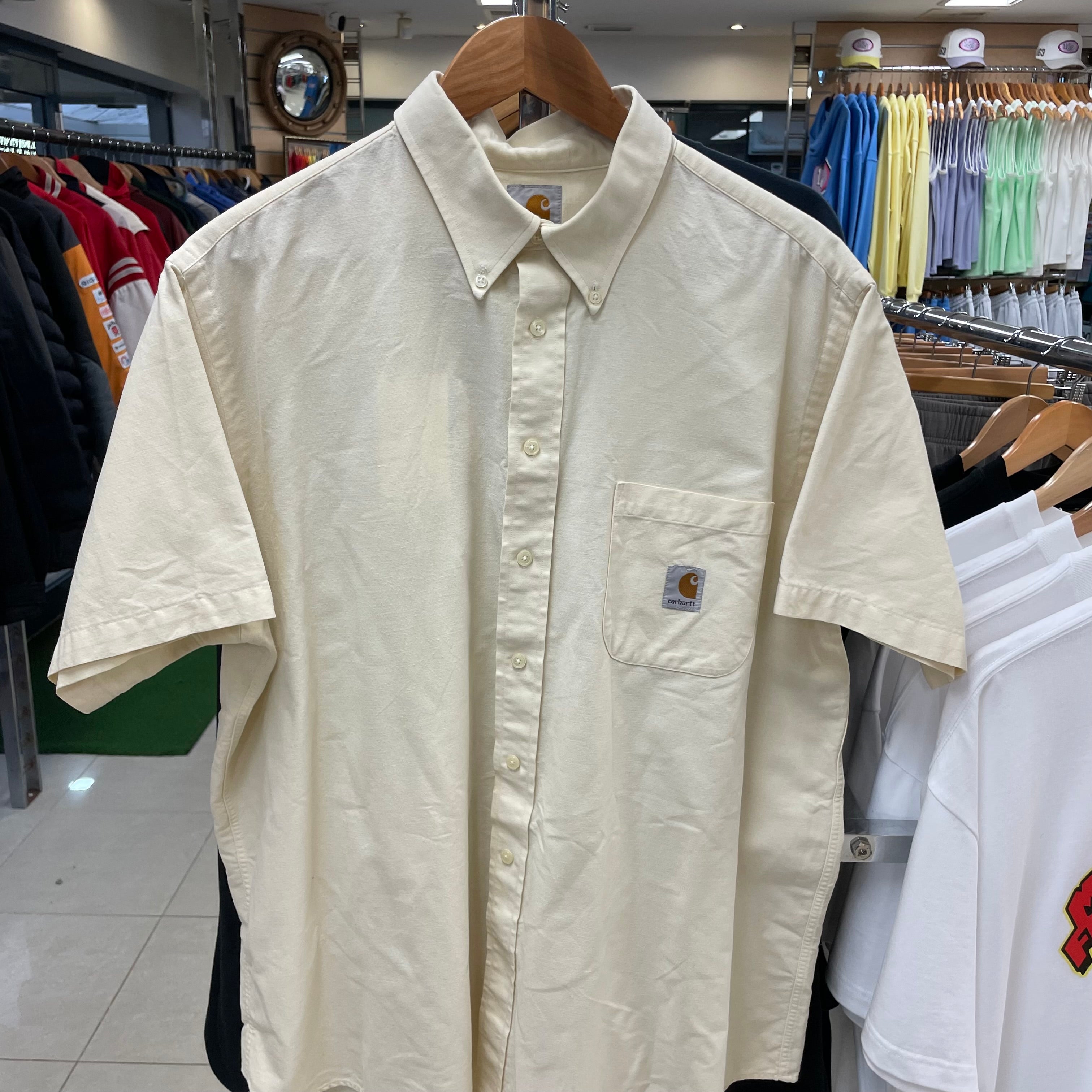 Carhartt Cream Short Sleeve Button-Up Shirt (L)