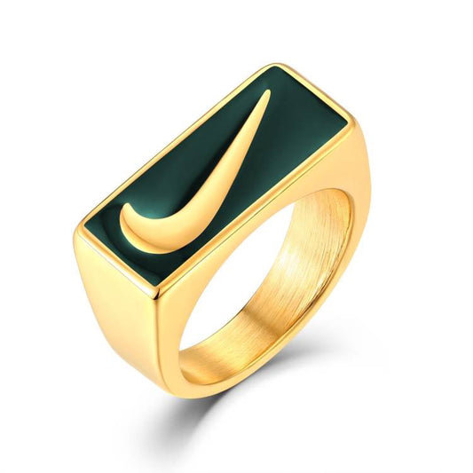 Swoosh Rectangular Ring Gold
