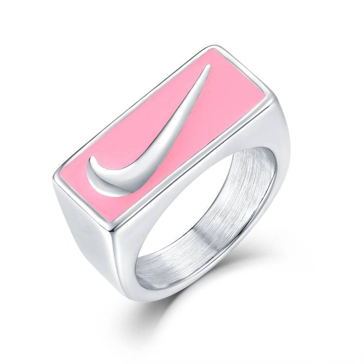 Silver Rectangular Swoosh Ring