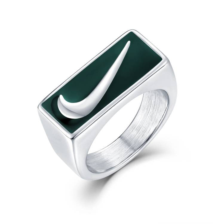 Silver Rectangular Swoosh Ring