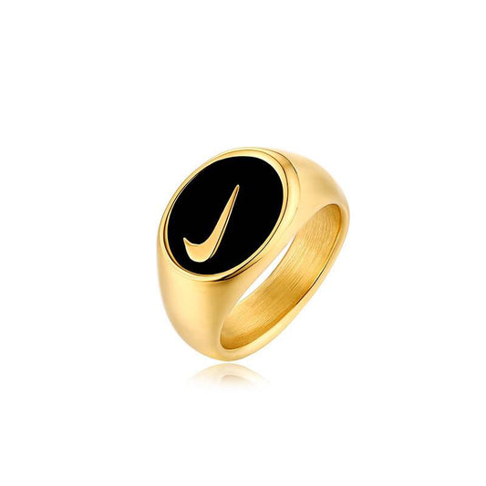 Swoosh Oval Ring Gold