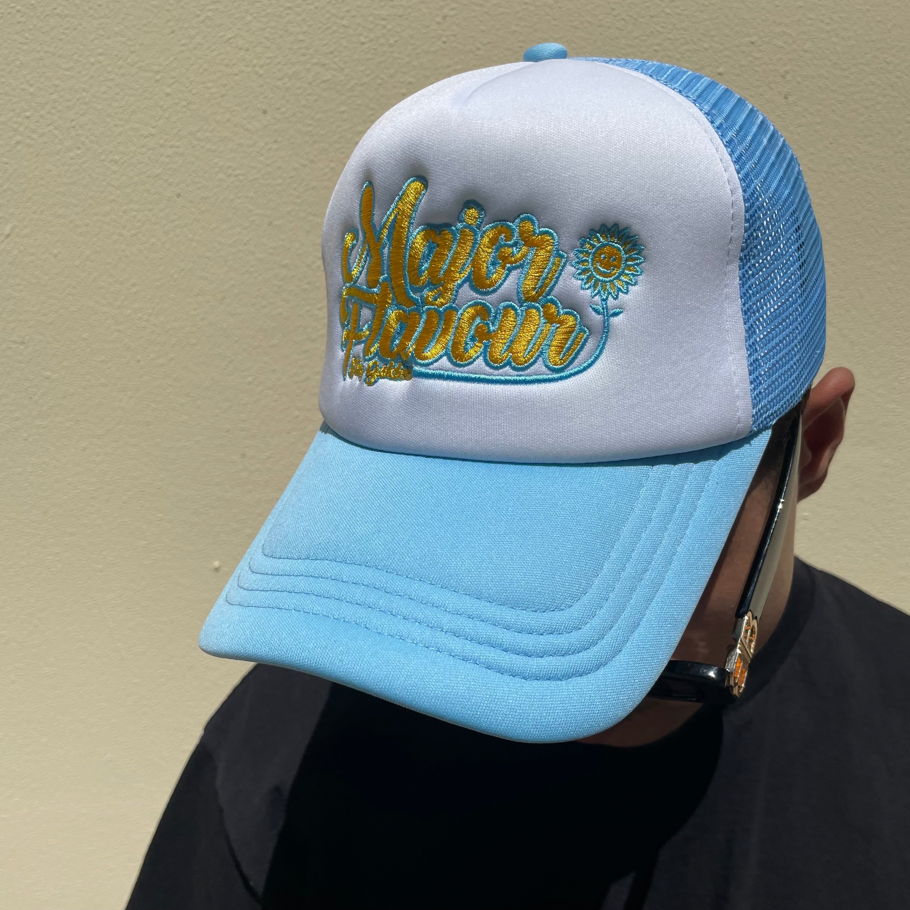 Major Flavour® Stay Golden Trucker Cap (Baby Blue)