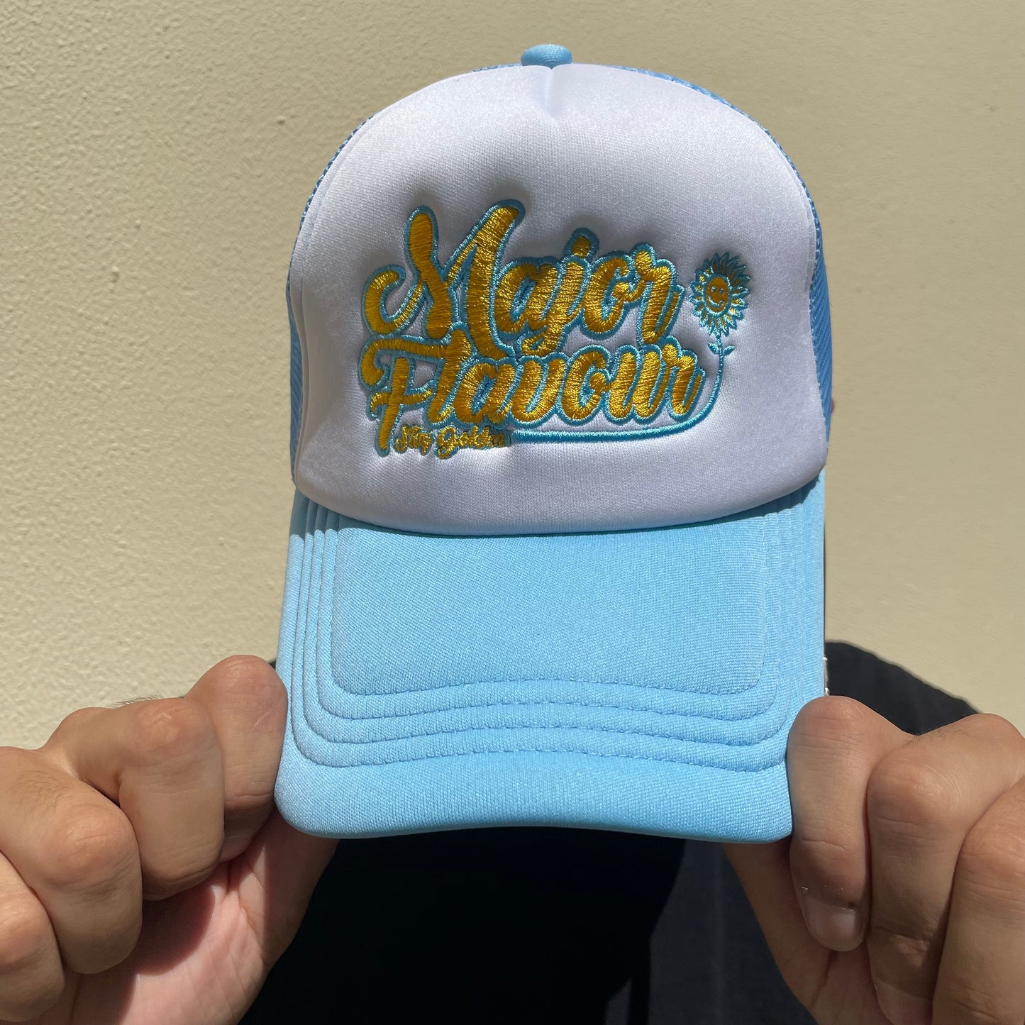 Major Flavour® Stay Golden Trucker Cap (Baby Blue)